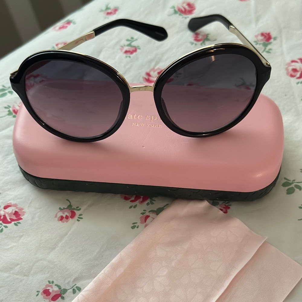 Kate Spade Black round Sunglasses with Pink Case